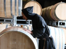 A Benedictine monk at the Barroux Abbey’s Via Caritatis winery.